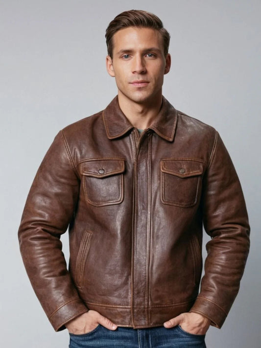 Men's Premium Leather Bomber Jacket